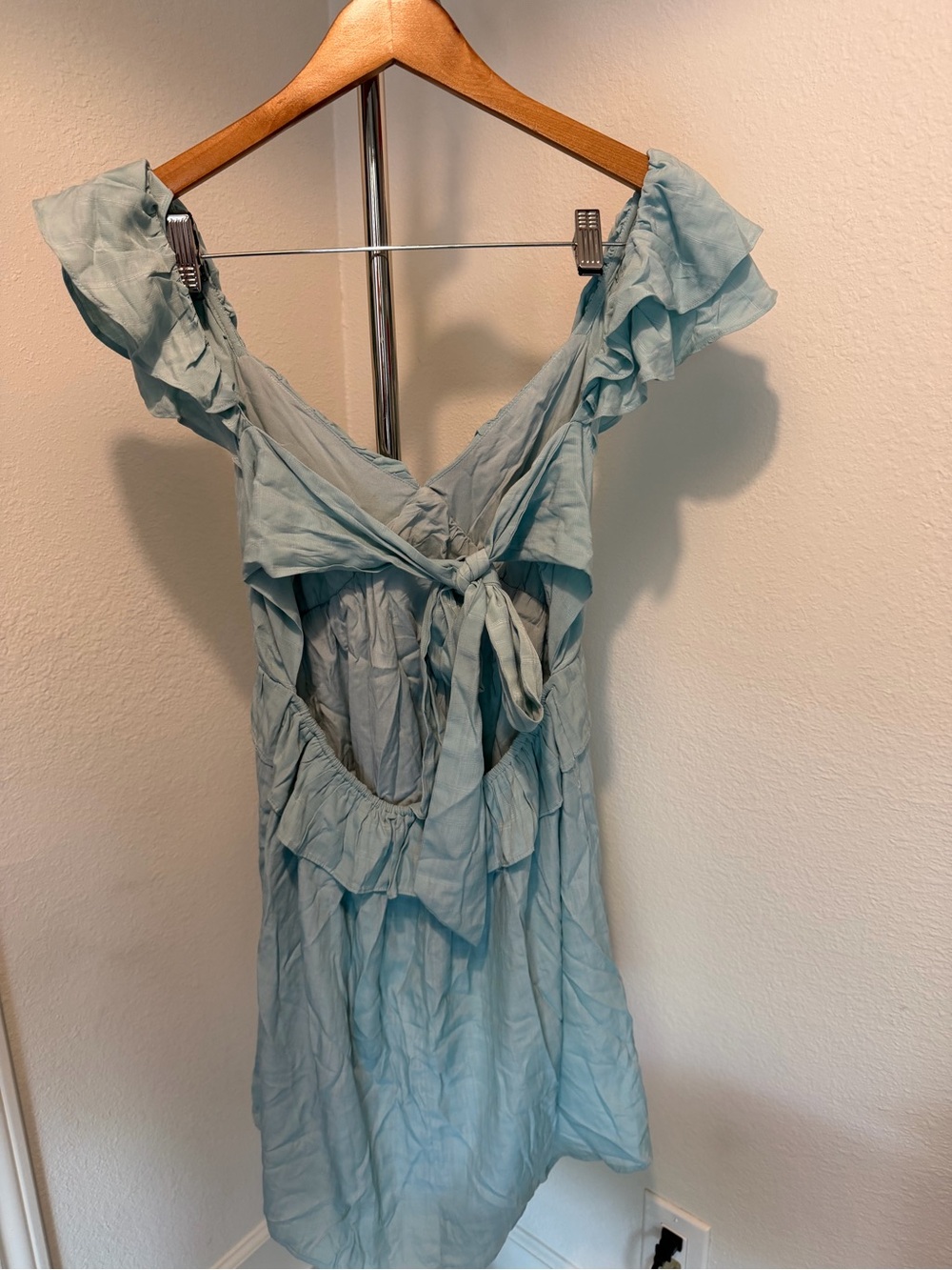 Altar'd State Light Blue Ruffle-Trim Mini Dress - Picture 3 of 4